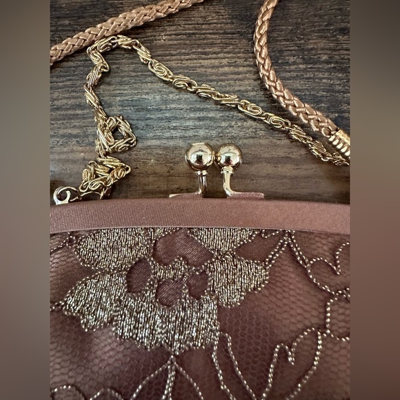 NWOT Kate Landry bronze floral lace clutch - Picture 7 of 11